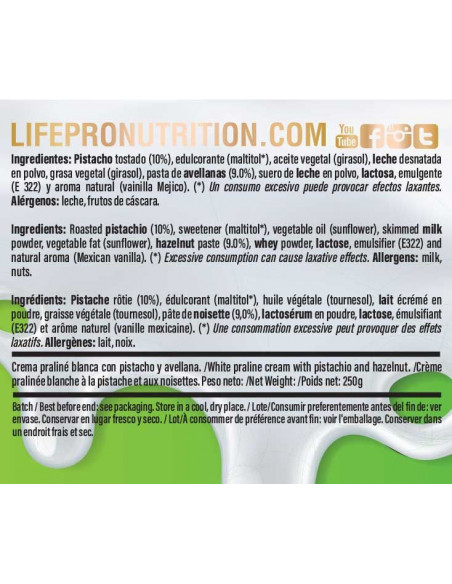 LIFE PRO FIT FOOD PROTEIN CREAM REAL PISTACHO 250G