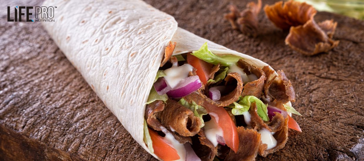 High-protein beef wrap